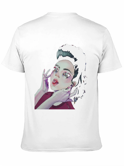 Camiseta Negra con Diseño Artístico de Mujer