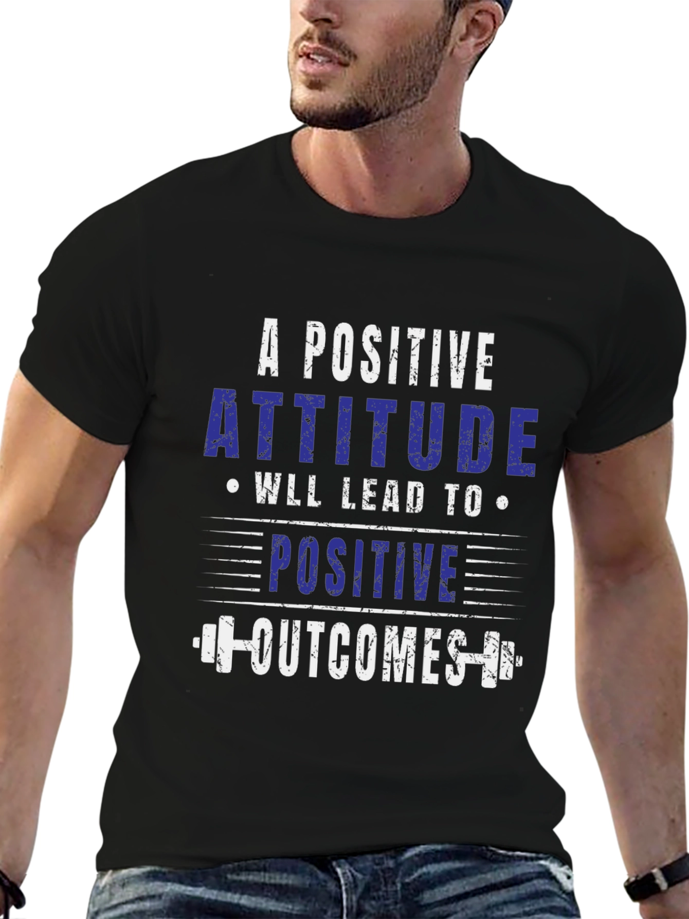 Camiseta Negra: Actitud Positiva Resultados Positivos