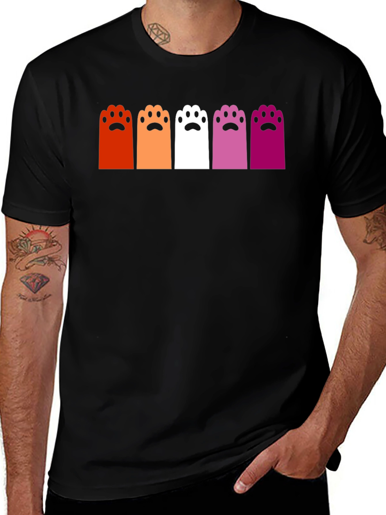 Camiseta Negra con Patas de Gato Lesbianas