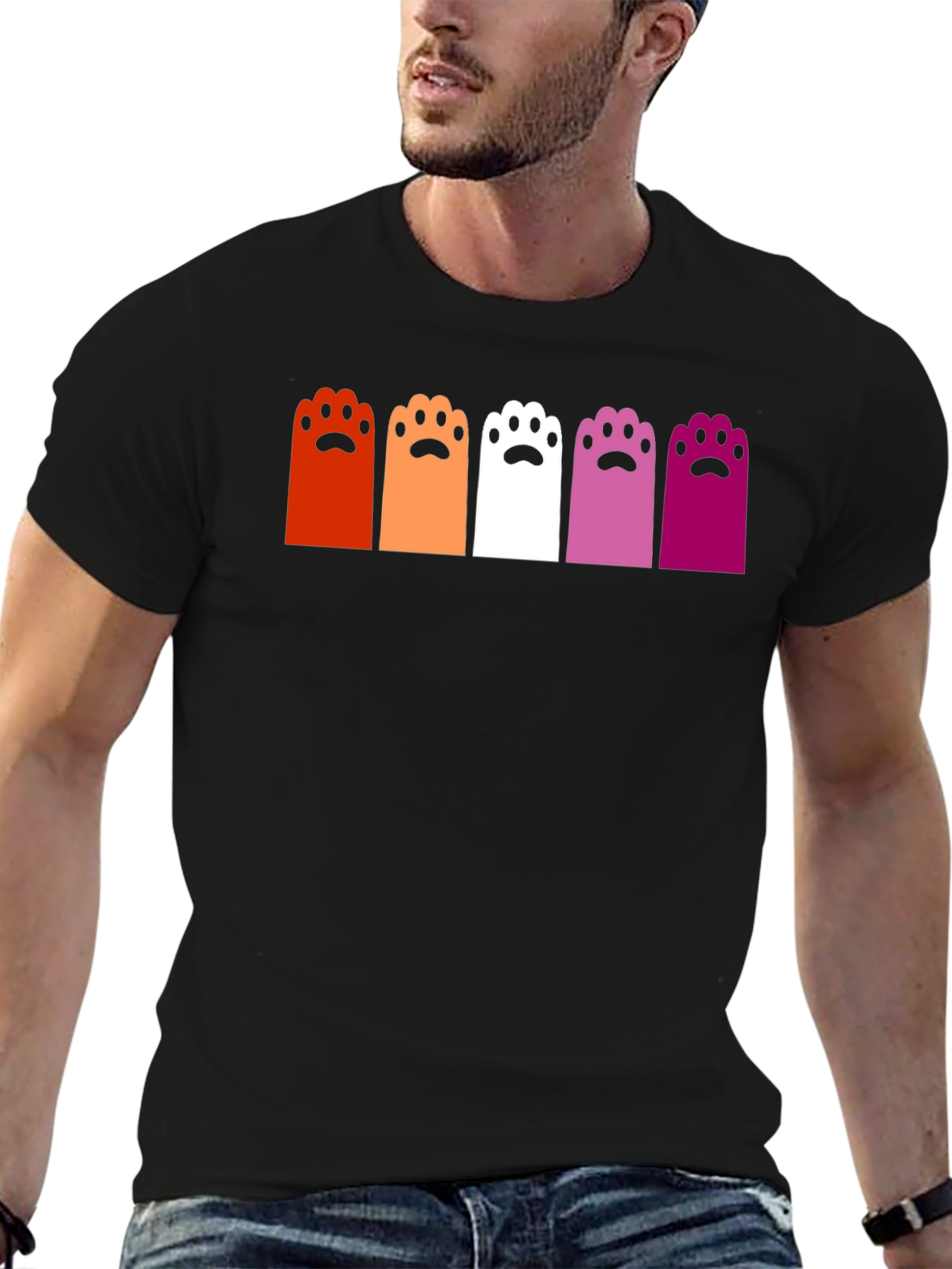 Camiseta Negra con Patas de Gato Lesbianas
