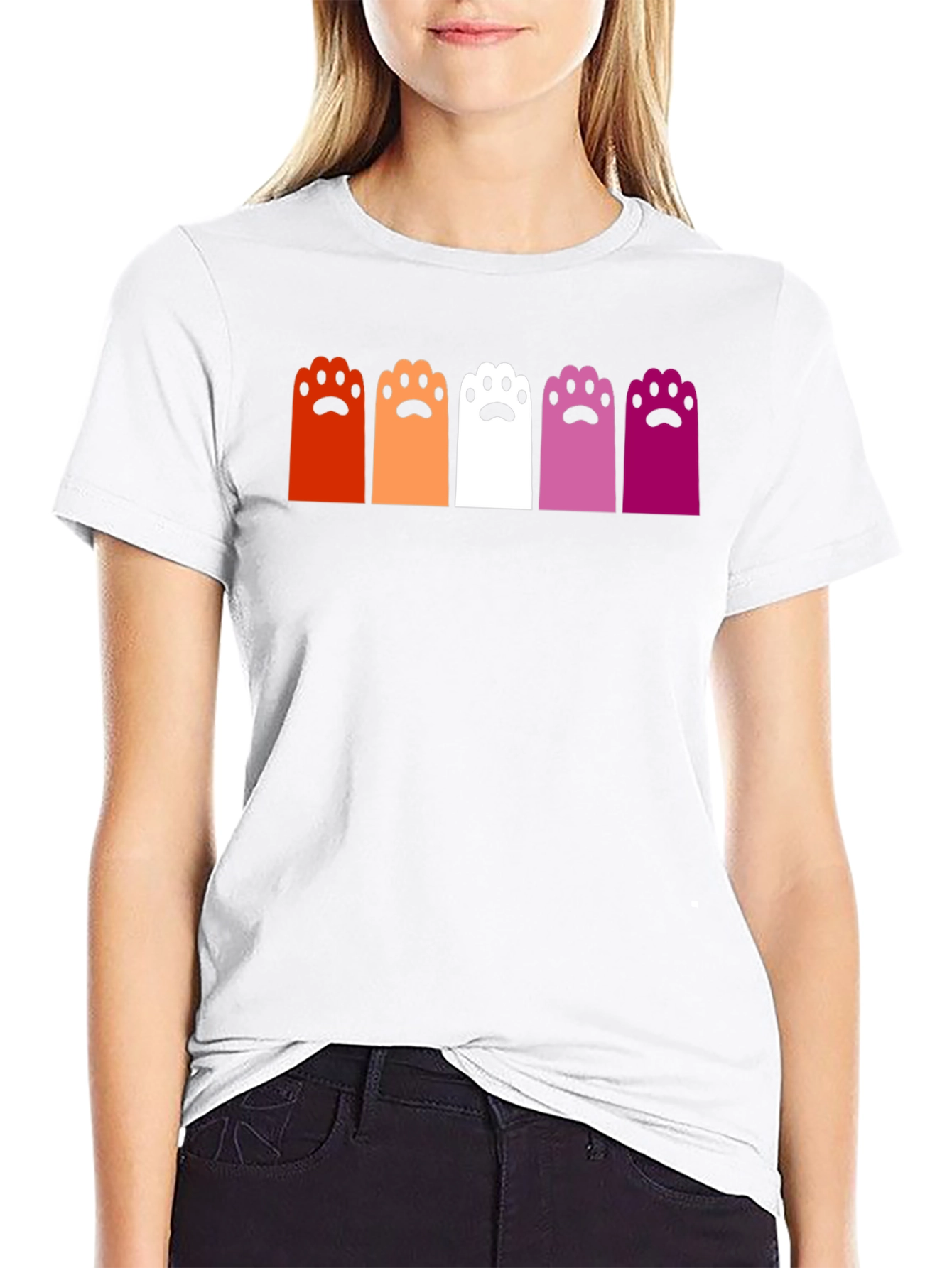 Camiseta Negra con Patas de Gato Lesbianas