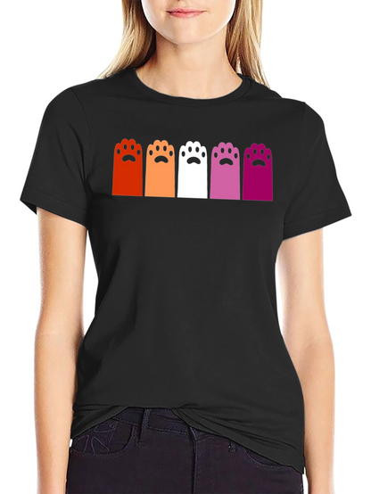 Camiseta Negra con Patas de Gato Lesbianas