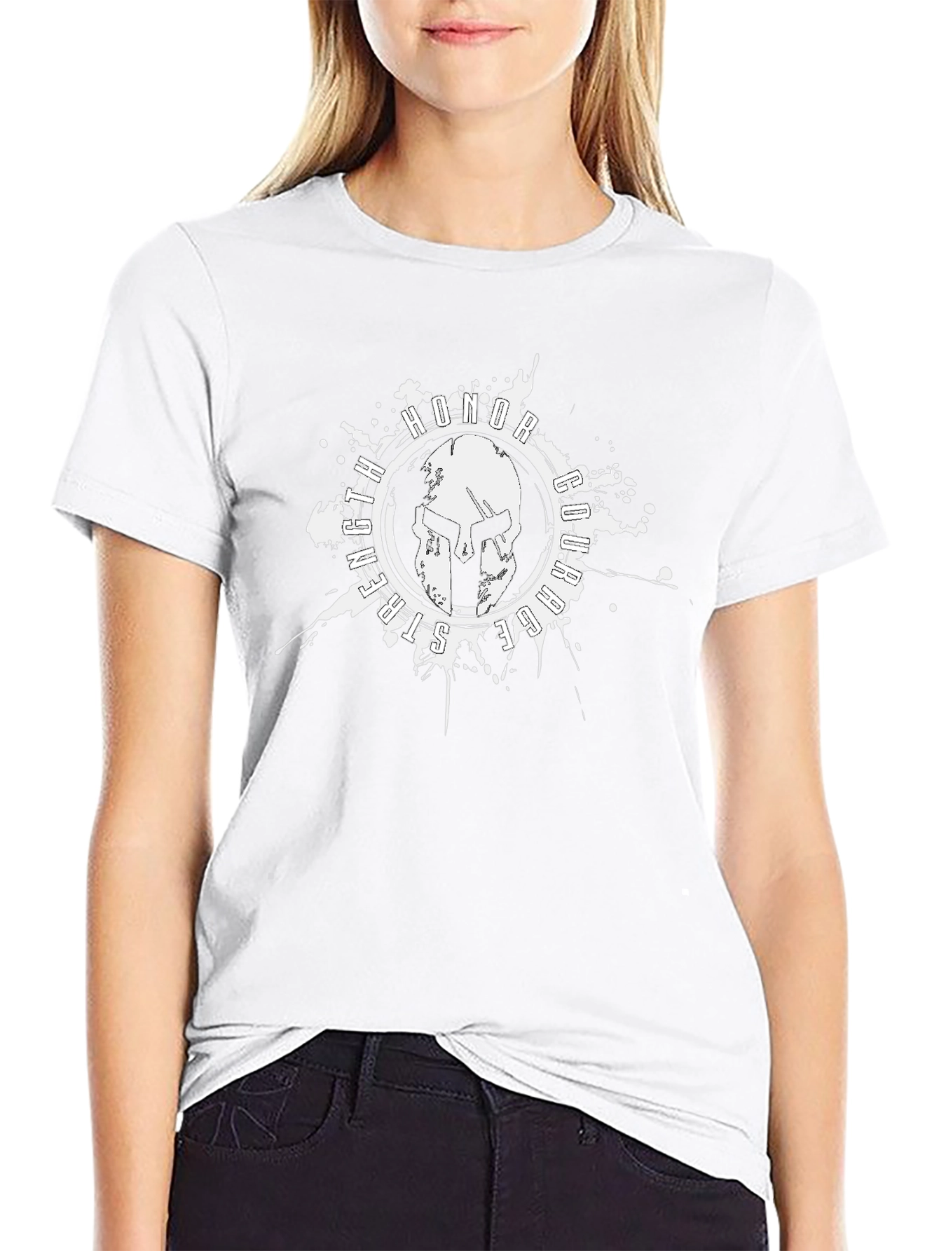 Camiseta Negra con Diseño de Casco Espartano