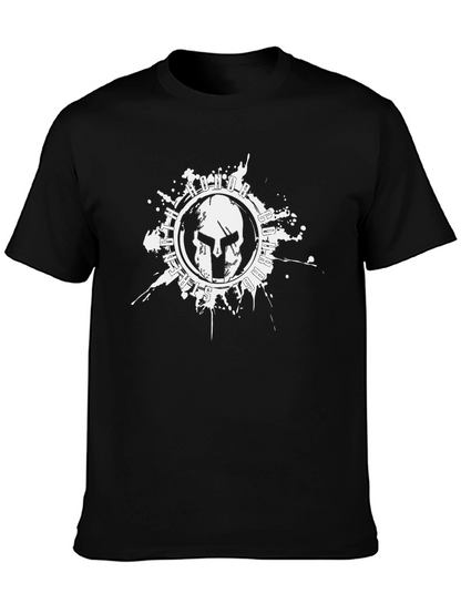 Camiseta Negra con Diseño de Casco Espartano