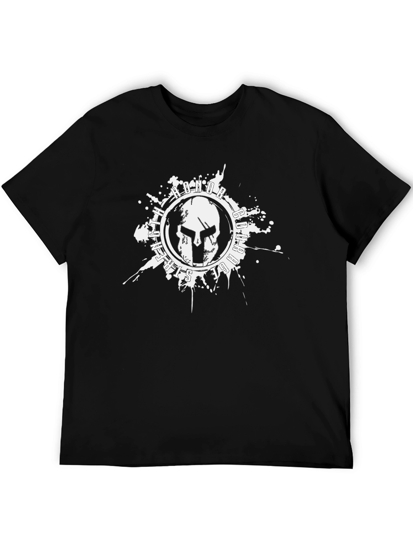 Camiseta Negra con Diseño de Casco Espartano