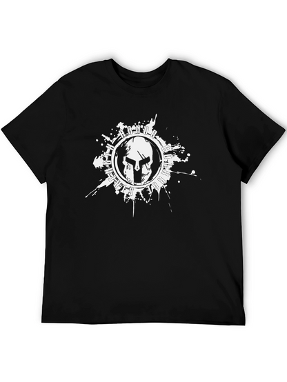 Camiseta Negra con Diseño de Casco Espartano