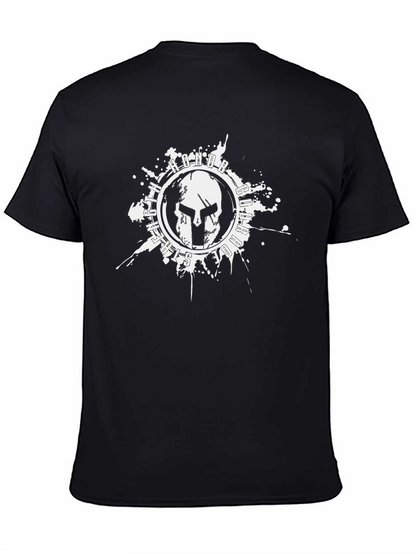 Camiseta Negra con Diseño de Casco Espartano