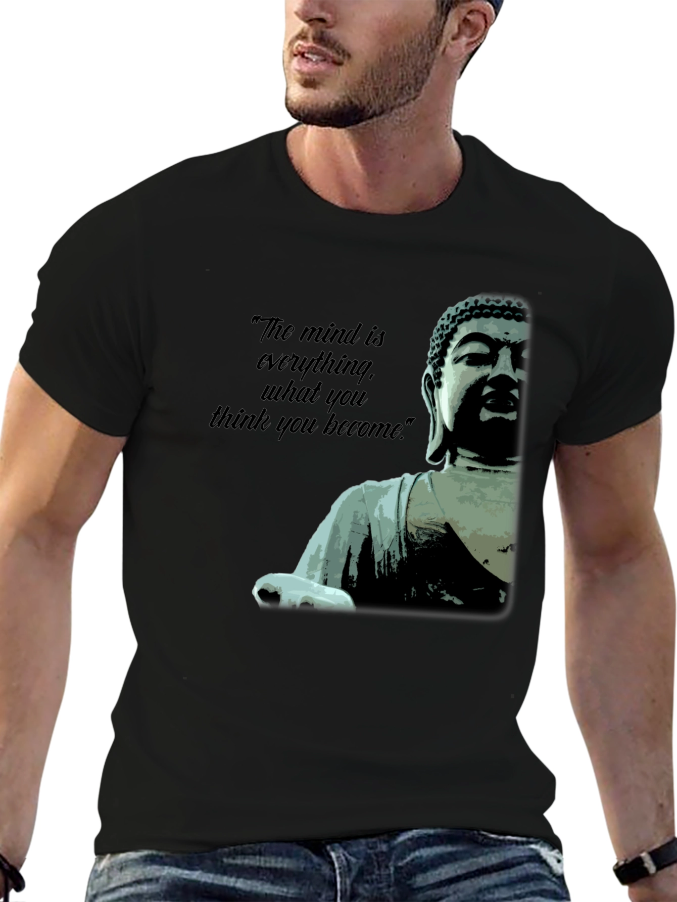 Camiseta Negra Buda: La Mente es Todo