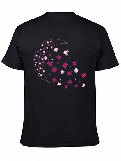 Camiseta Negra con Diseño de Luna y Estrellas