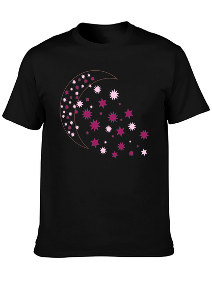Camiseta Negra con Diseño de Luna y Estrellas