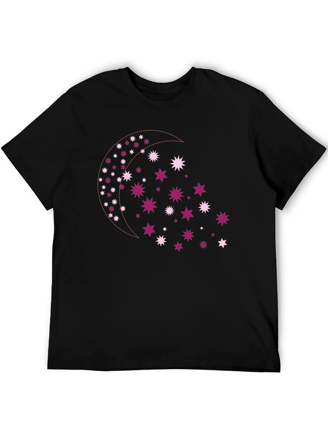 Camiseta Negra con Diseño de Luna y Estrellas