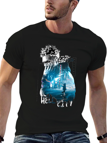 Camiseta Negra con Diseño Urbano Hell City