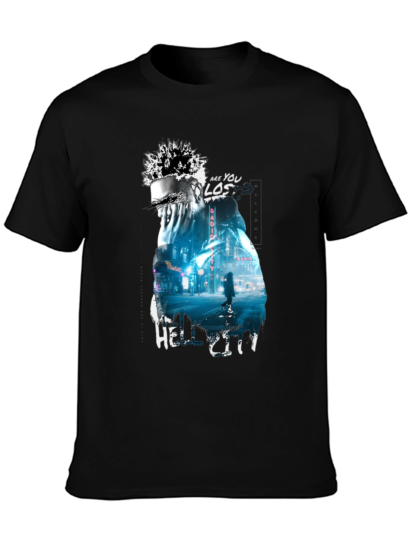 Camiseta Negra con Diseño Urbano Hell City