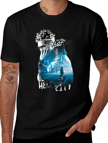 Camiseta Negra con Diseño Urbano Hell City