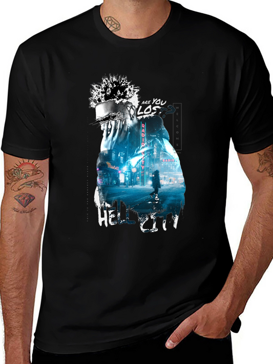 Camiseta Negra con Diseño Urbano Hell City