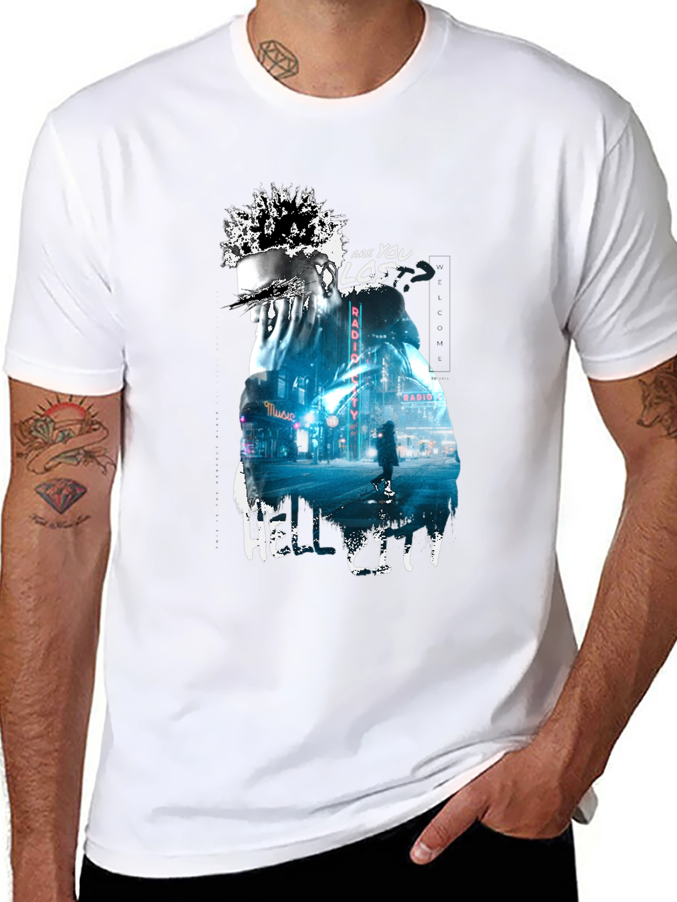 Camiseta Negra con Diseño Urbano Hell City