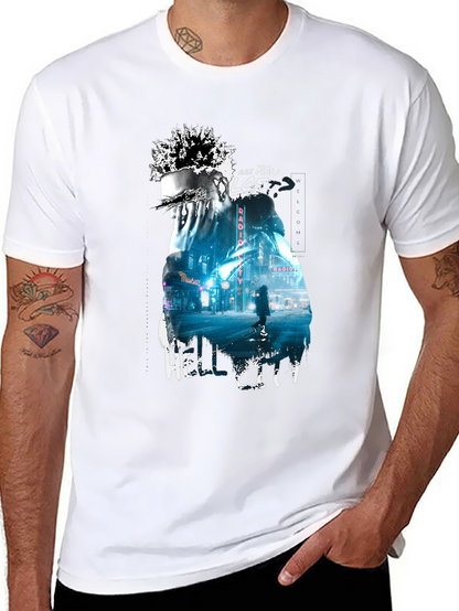 Camiseta Negra con Diseño Urbano Hell City