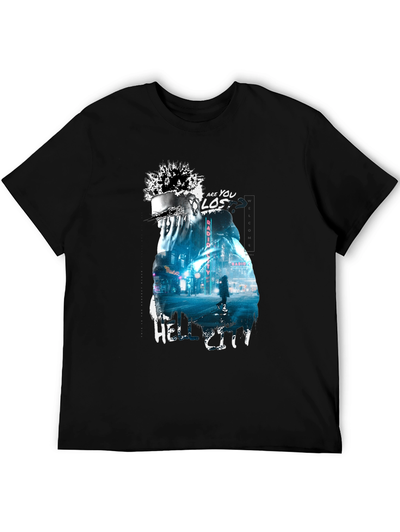 Camiseta Negra con Diseño Urbano Hell City