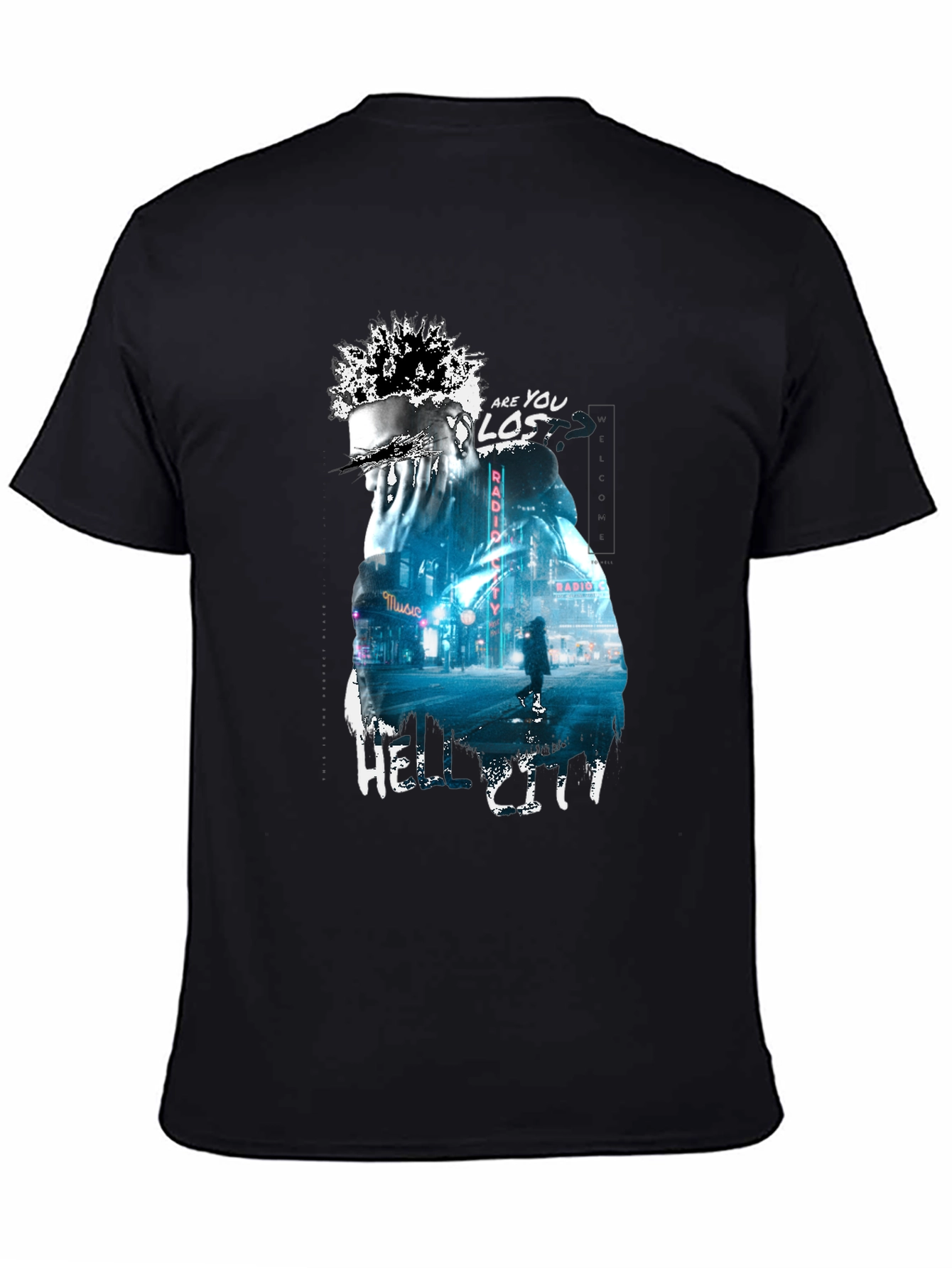 Camiseta Negra con Diseño Urbano Hell City