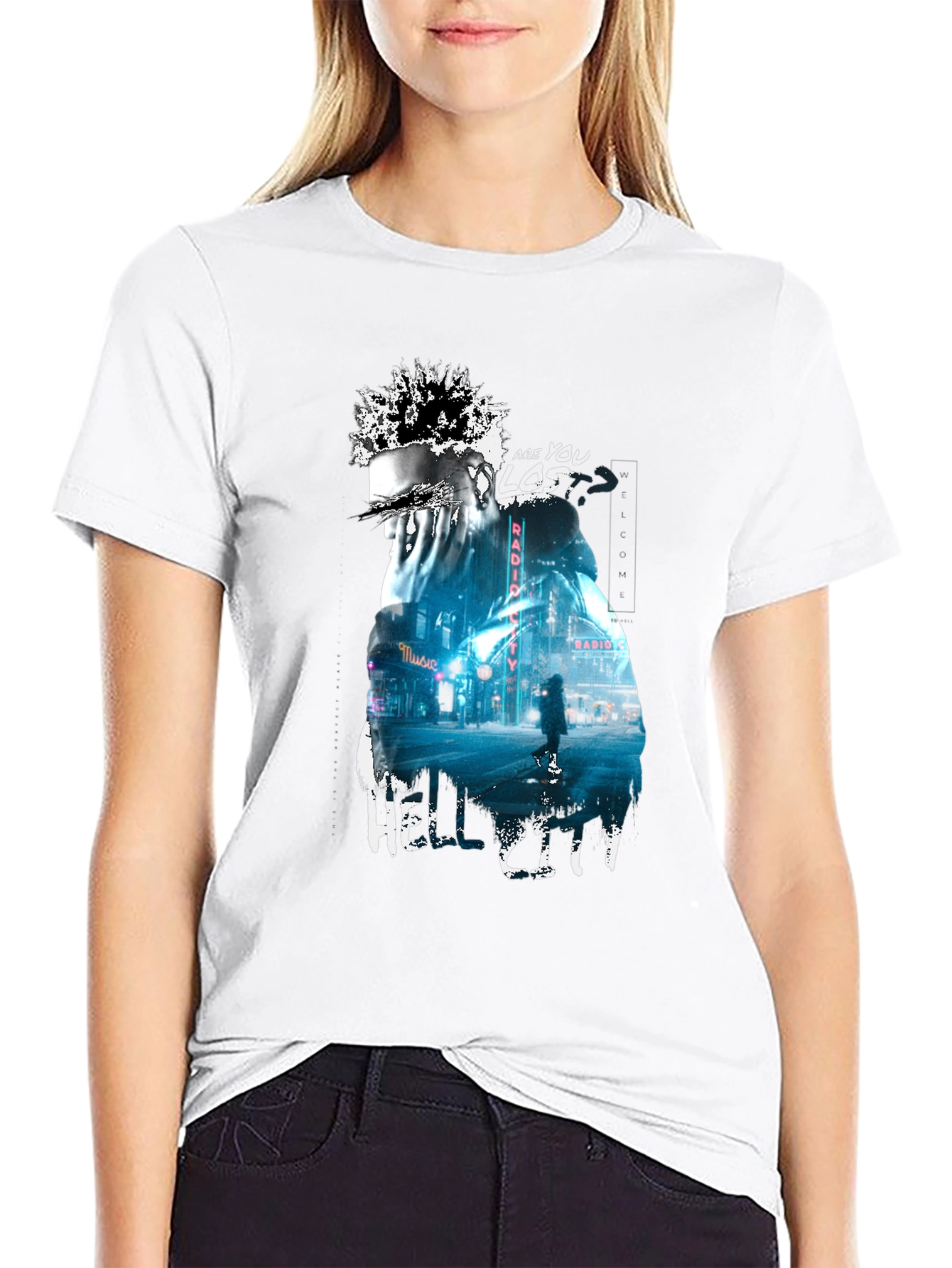 Camiseta Negra con Diseño Urbano Hell City