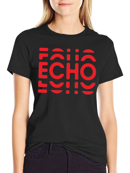 Camiseta Negra con Diseño Echo Rojo Gráfico