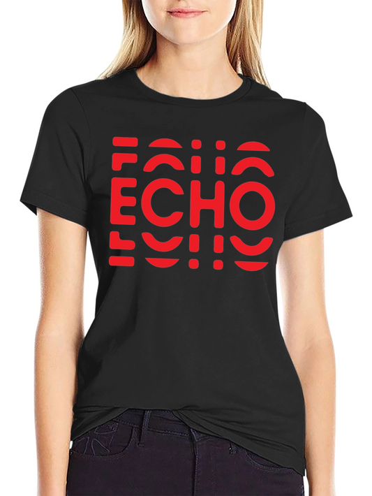 Camiseta Negra con Diseño Echo Rojo Gráfico