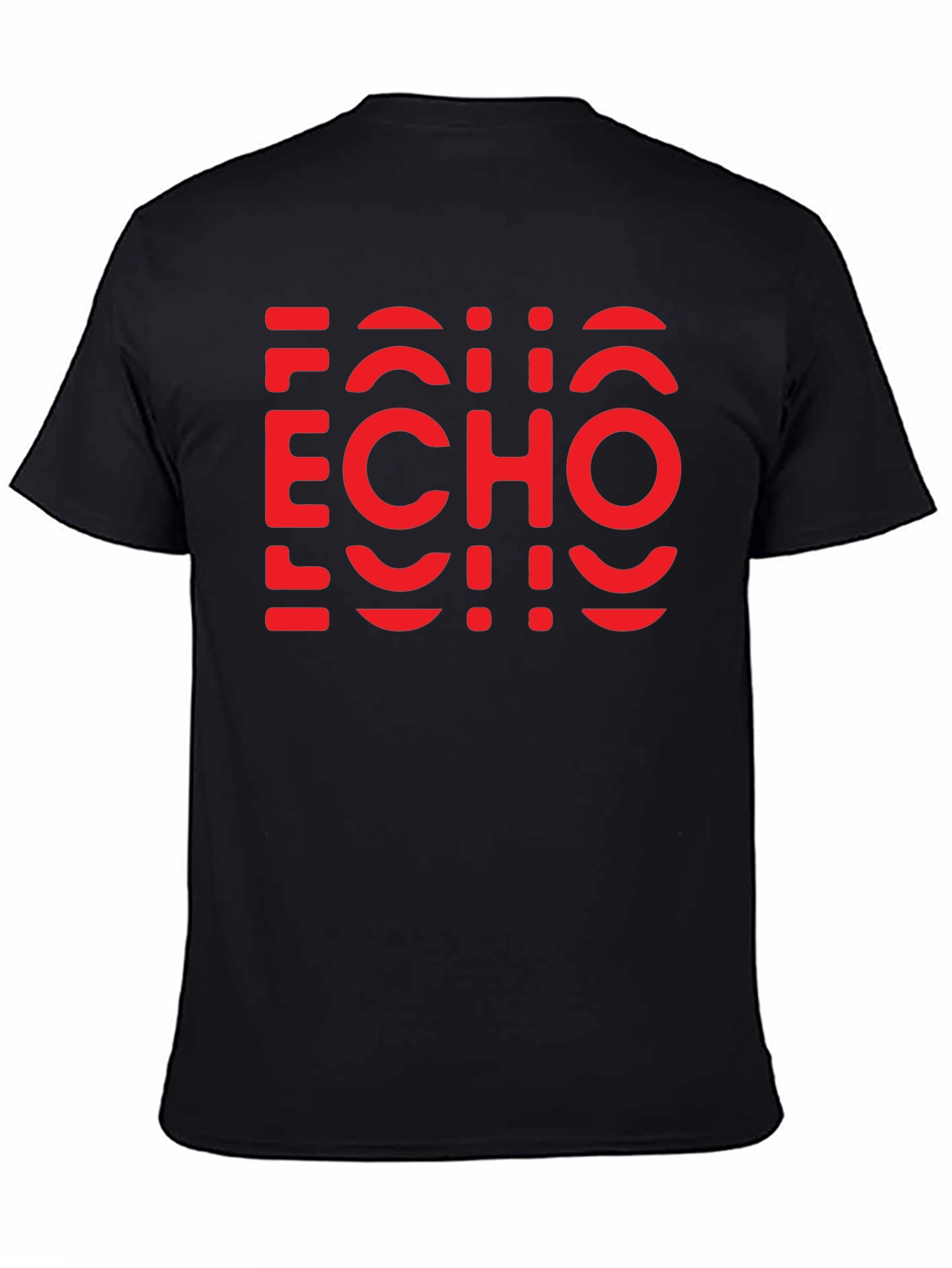 Camiseta Negra con Diseño Echo Rojo Gráfico