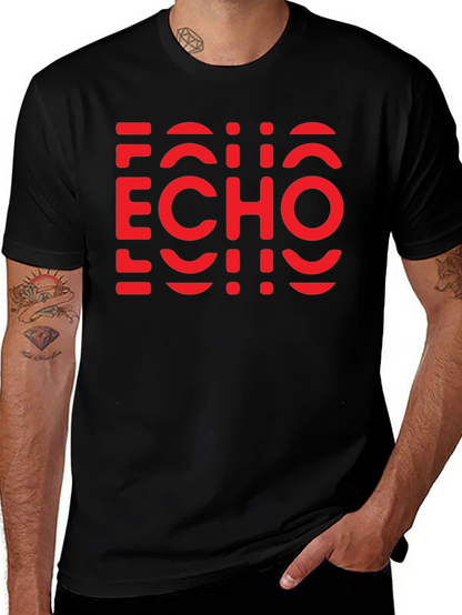Camiseta Negra con Diseño Echo Rojo Gráfico