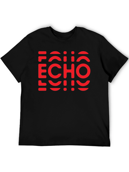 Camiseta Negra con Diseño Echo Rojo Gráfico