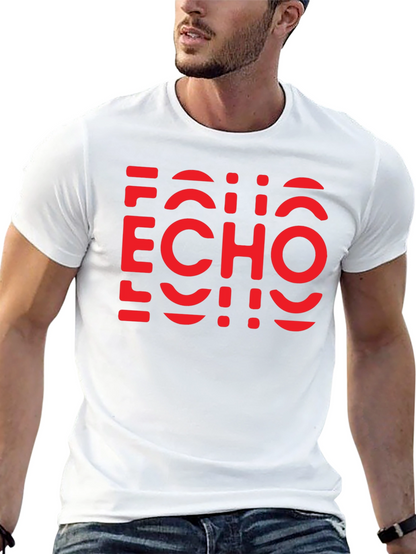 Camiseta Negra con Diseño Echo Rojo Gráfico