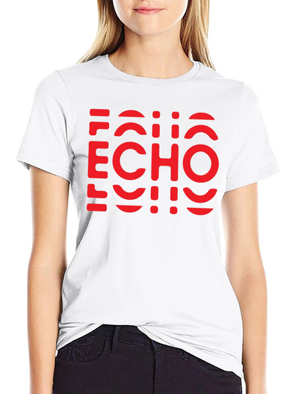 Camiseta Negra con Diseño Echo Rojo Gráfico