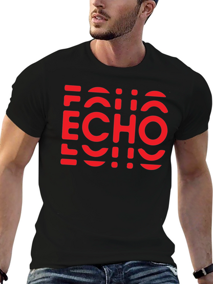 Camiseta Negra con Diseño Echo Rojo Gráfico