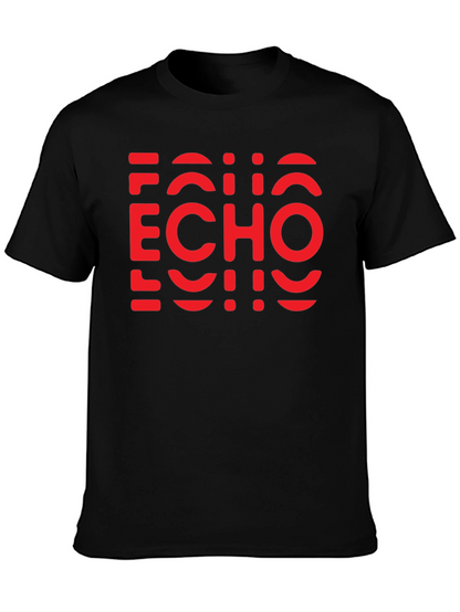 Camiseta Negra con Diseño Echo Rojo Gráfico