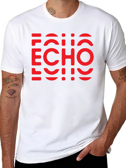 Camiseta Negra con Diseño Echo Rojo Gráfico
