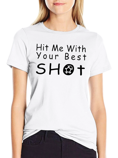 Camiseta Negra Hit Me With Your Best Shot Fútbol