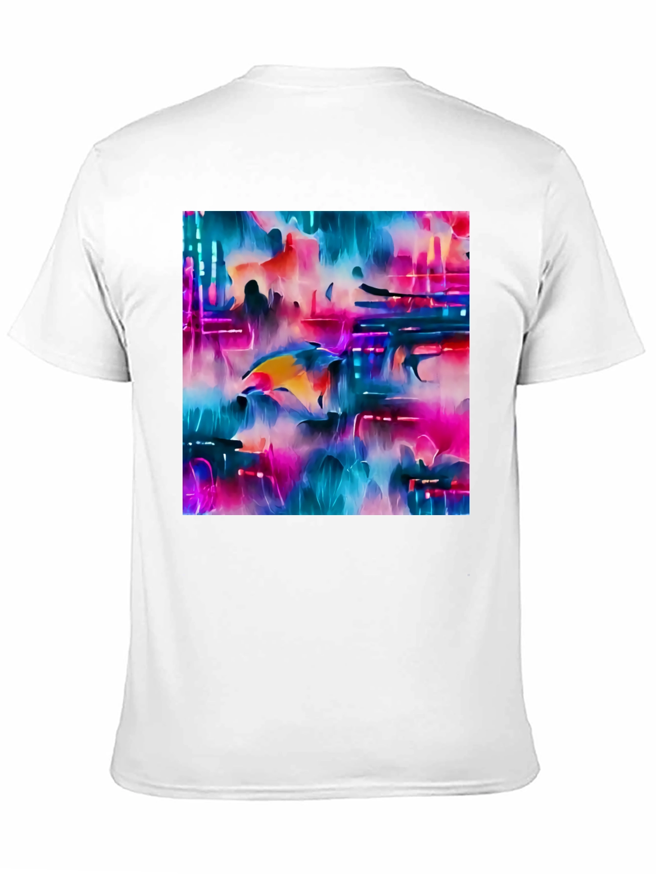 Camiseta Negra con Diseño Abstracto Neón