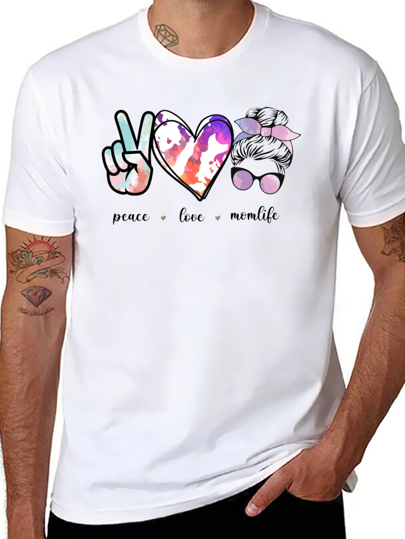 Camiseta Negra Peace Love Momlife