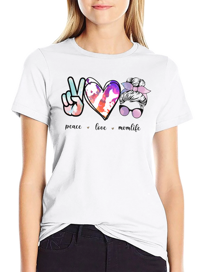 Camiseta Negra Peace Love Momlife