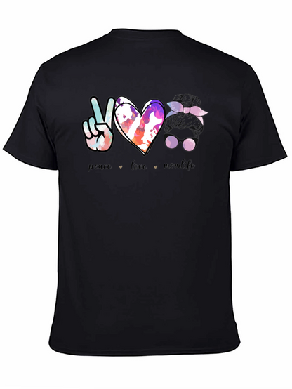 Camiseta Negra Peace Love Momlife