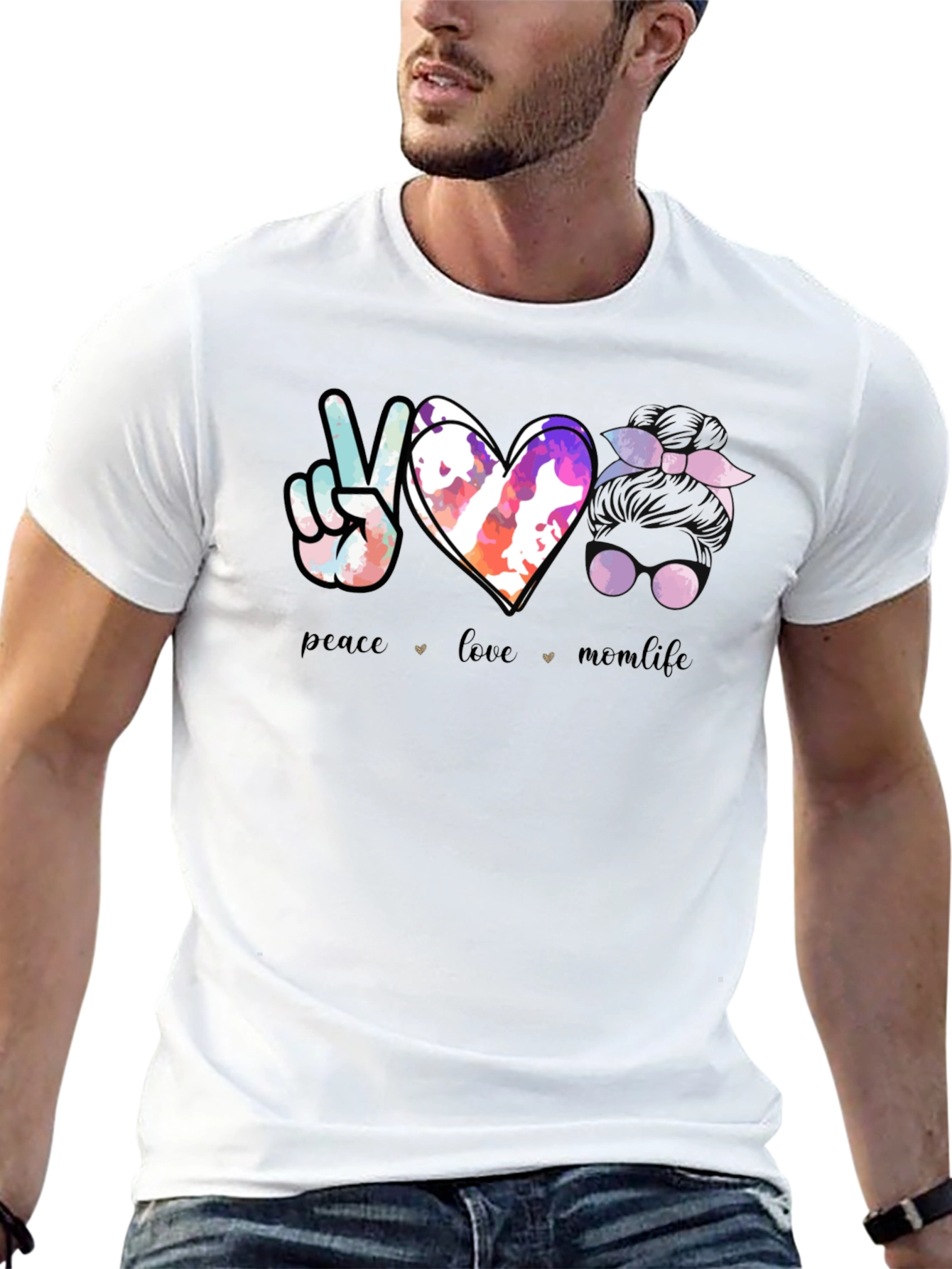 Camiseta Negra Peace Love Momlife