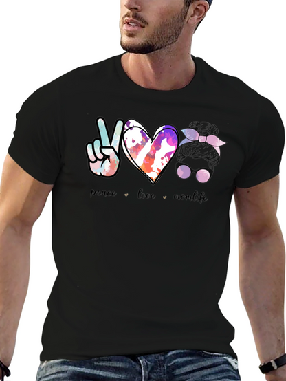 Camiseta Negra Peace Love Momlife