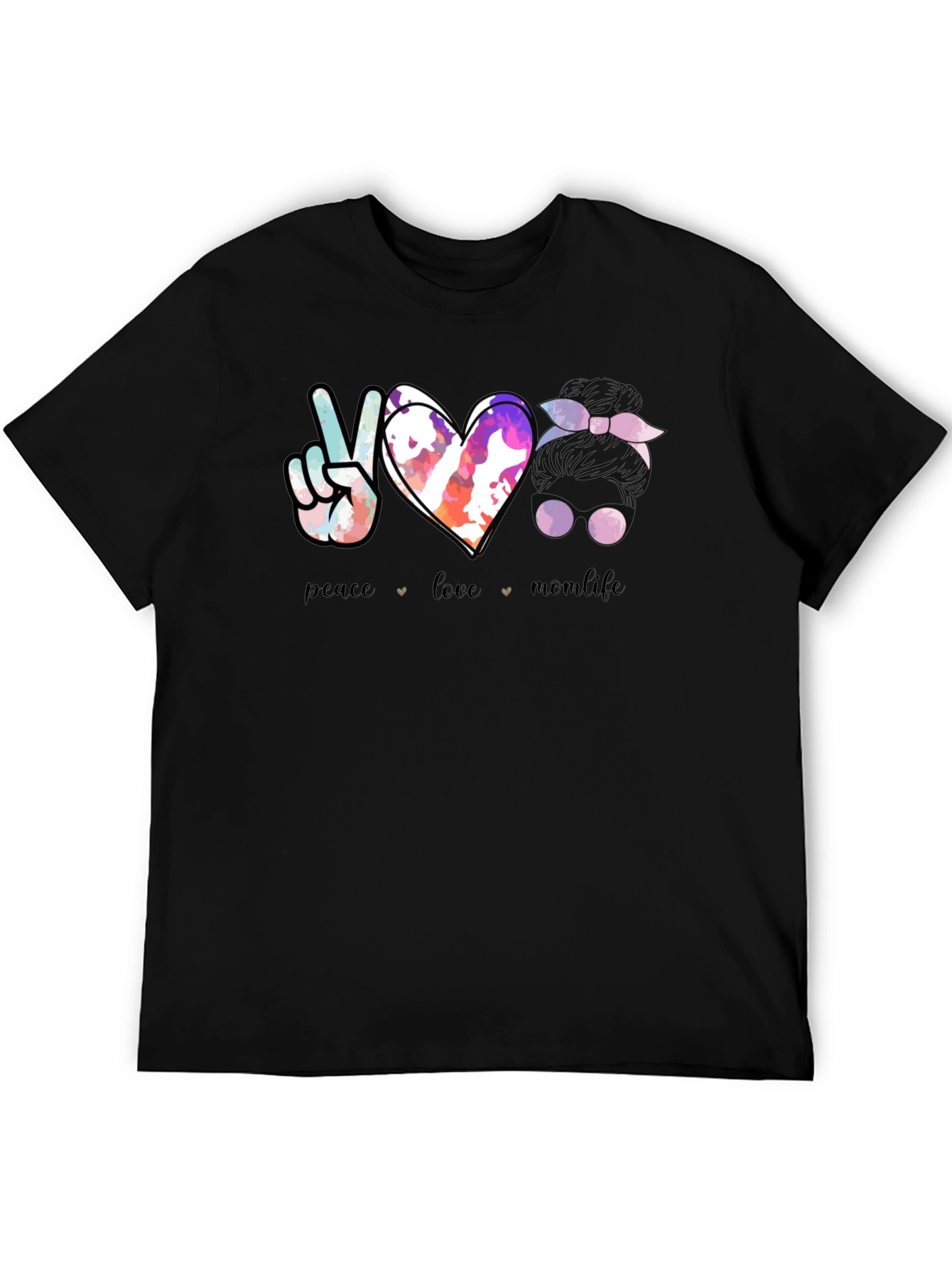 Camiseta Negra Peace Love Momlife