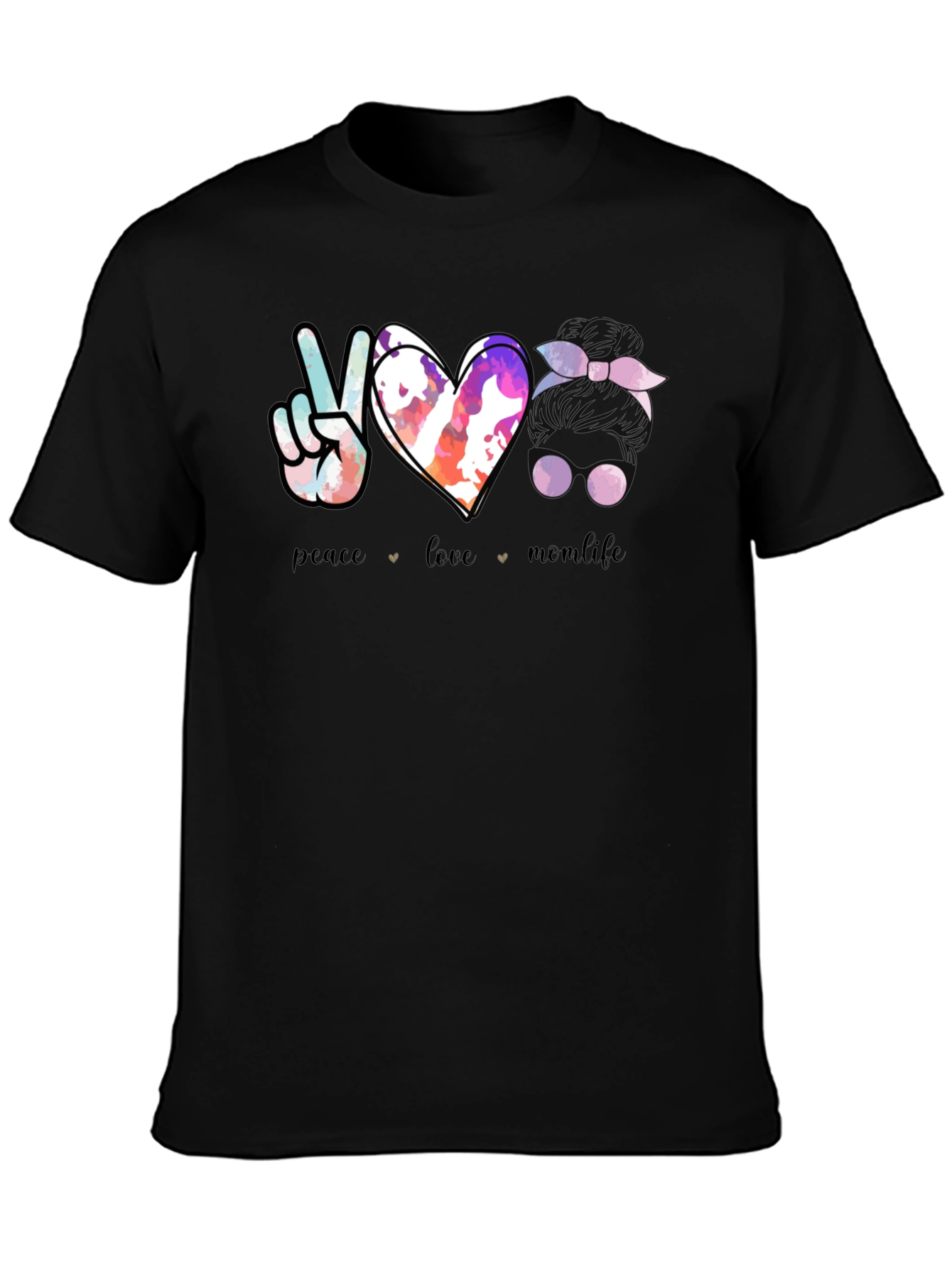 Camiseta Negra Peace Love Momlife