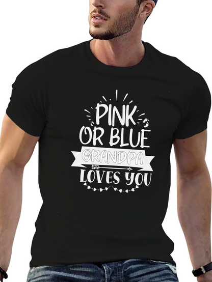 Camiseta Negra Pink or Blue Grandpa Loves You