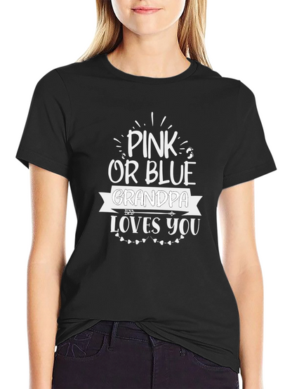 Camiseta Negra Pink or Blue Grandpa Loves You