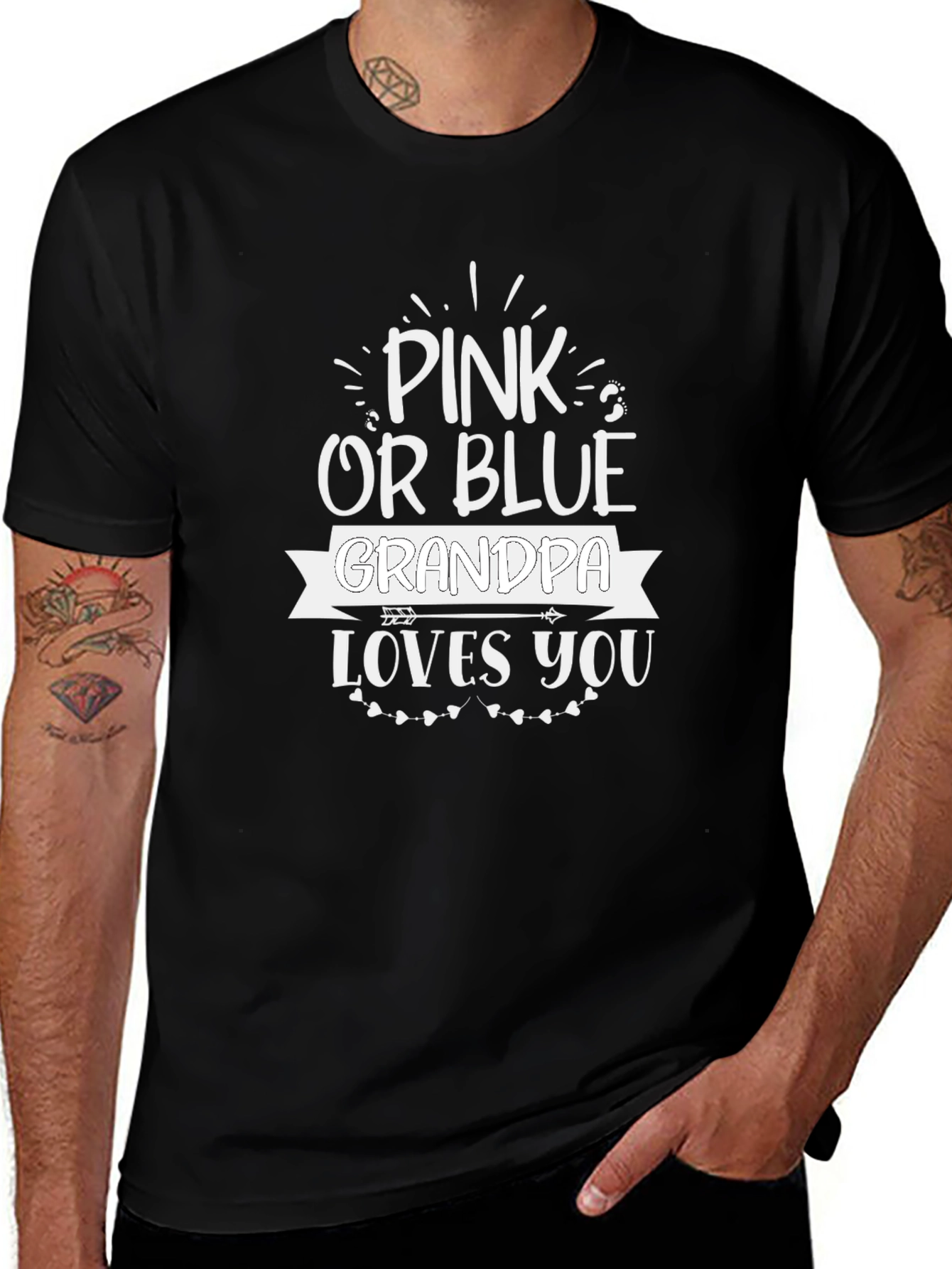 Camiseta Negra Pink or Blue Grandpa Loves You