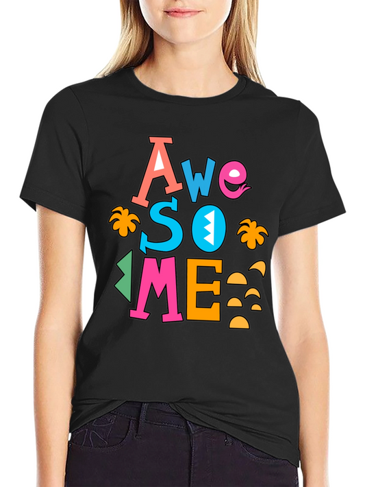 Camiseta Negra con Diseño Awesome Multicolor para Hombre