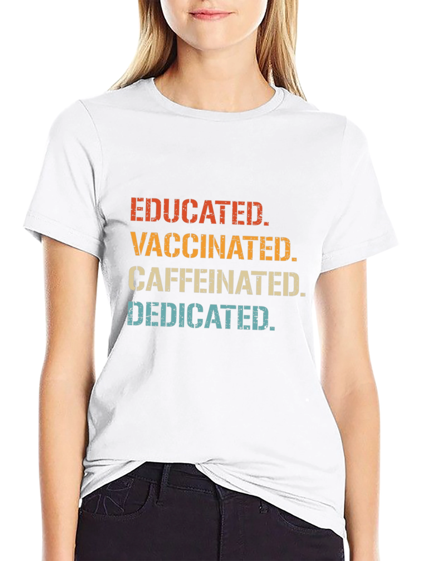 Camiseta Educado Vacunado Con Cafeína Dedicado