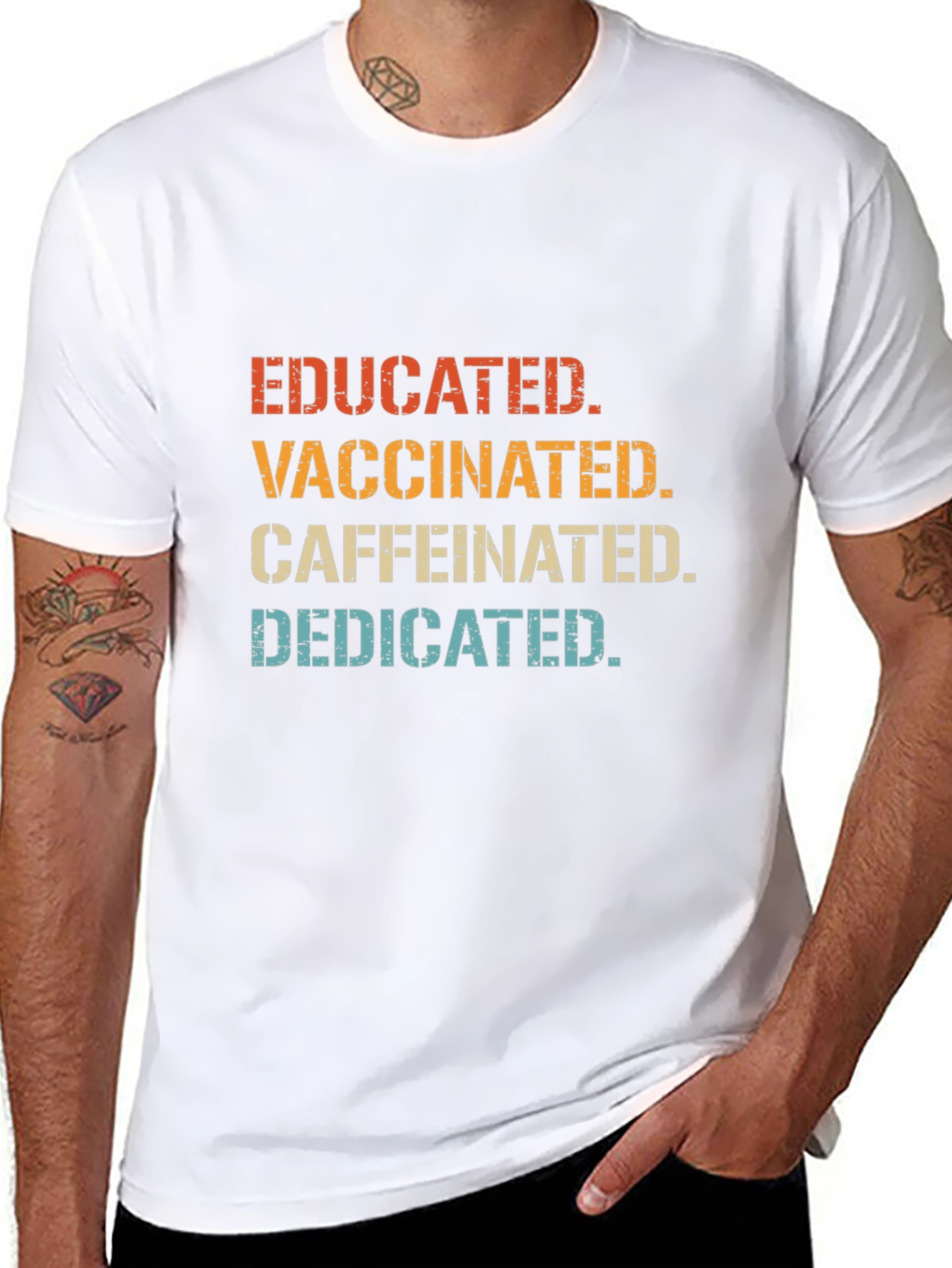 Camiseta Educado Vacunado Con Cafeína Dedicado