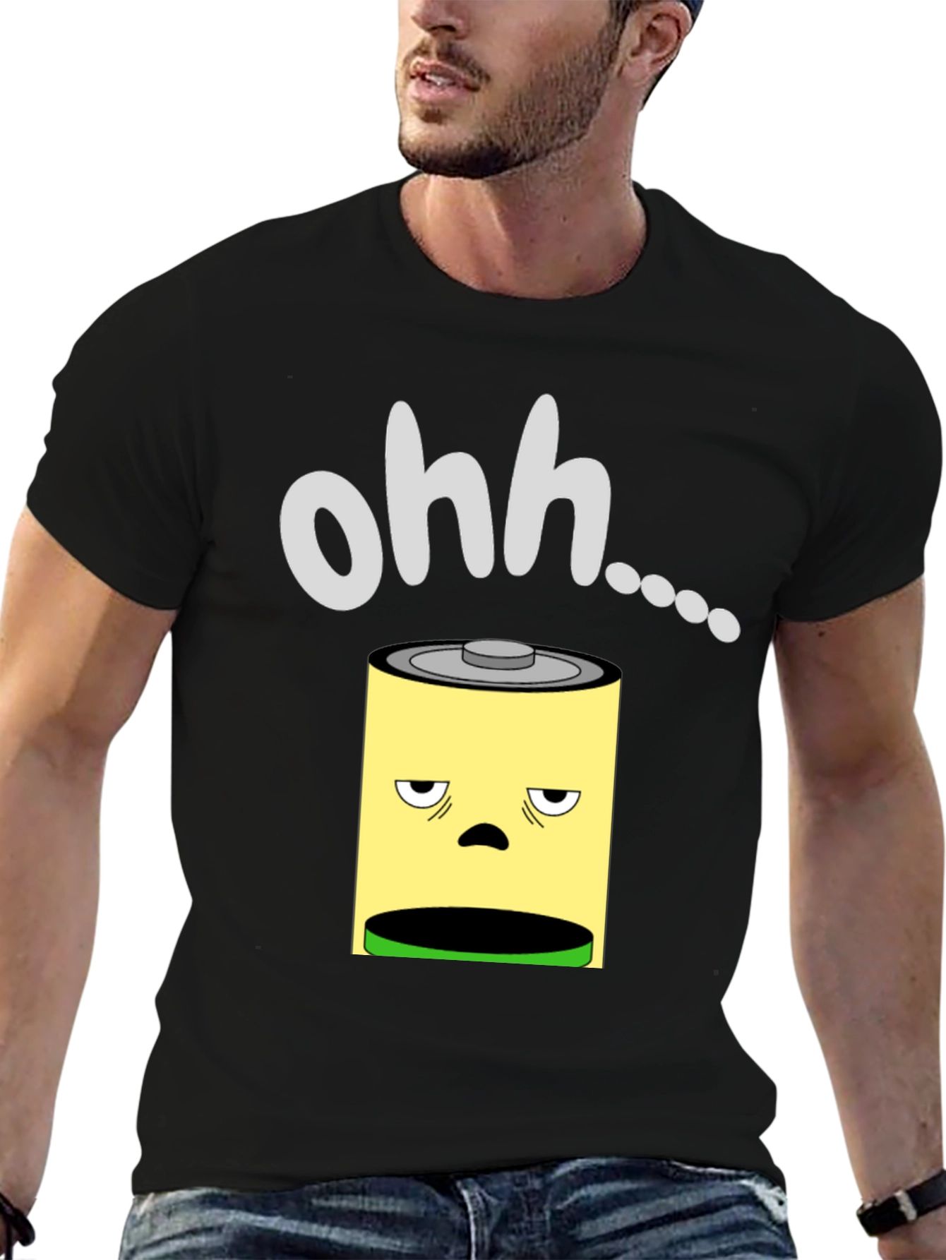 Camiseta Negra con Diseño de Batería Agotada